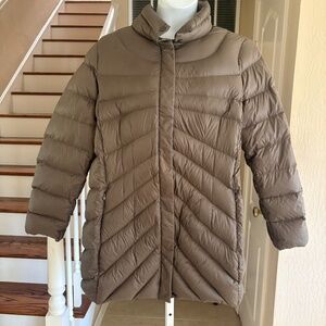 NWOT Lands End Brown Lightweight Warm Down Puffer Jacket Coat 2X 20W 22W